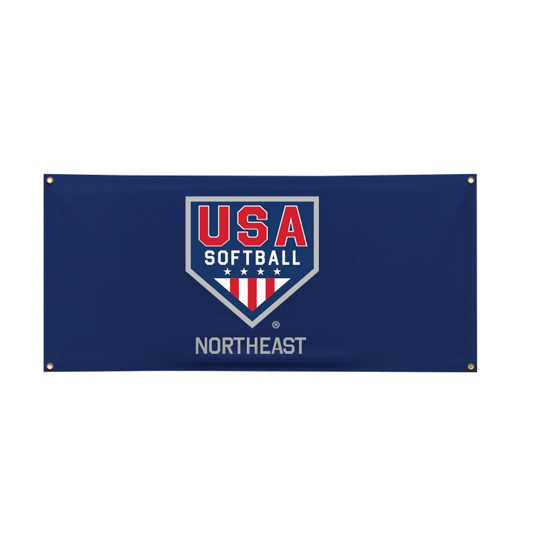 8'x3' Blue Vinyl Banner, USA Softball Primary & Local Association Specific by Region